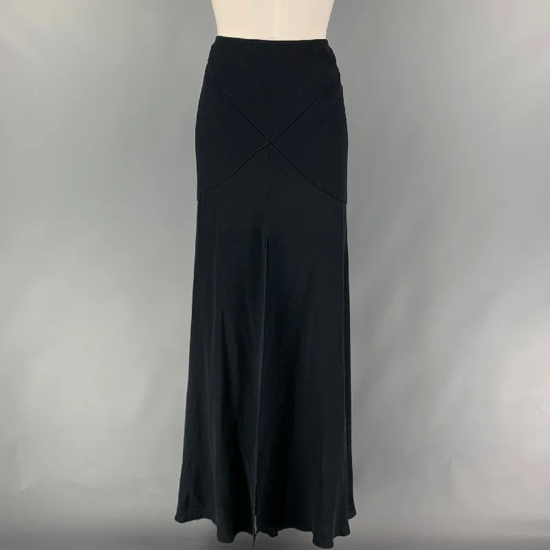 VALENTINO Size 8 Black Acetate Blend Long Skirt