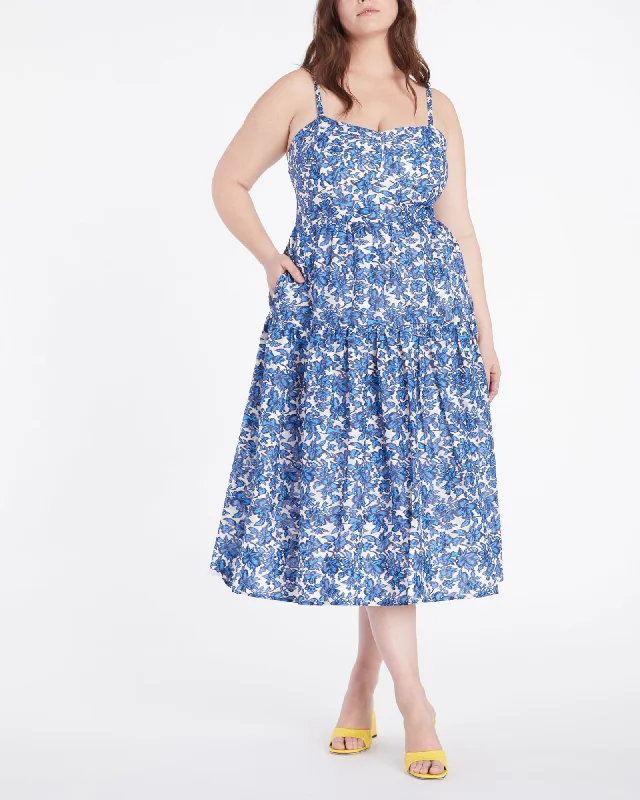 Verona Dress | Maritime Blue/Off White Multi