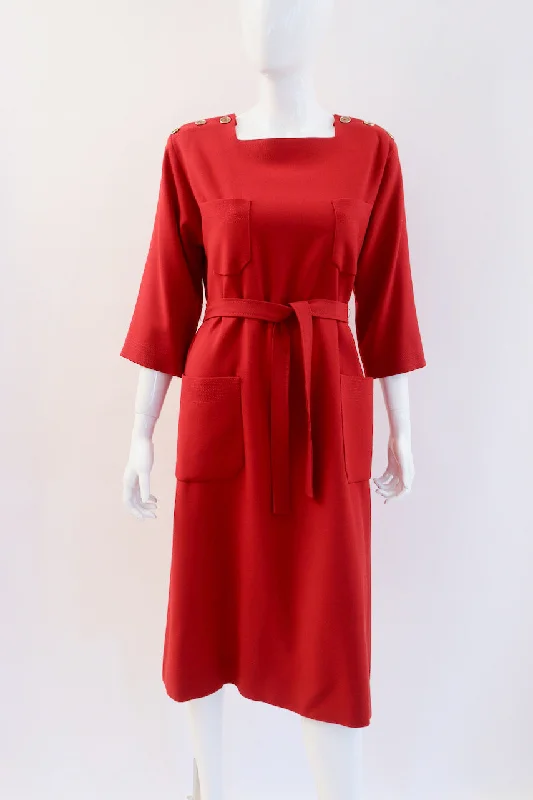 Vintage CELINE Red Wool Dress