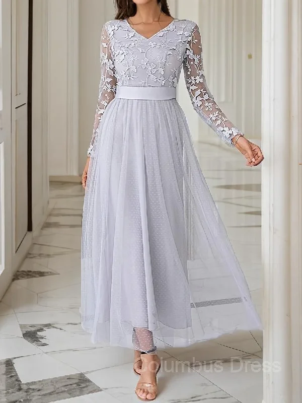 A-Line/Princess V-neck Ankle-Length Tulle Mother of the Bride Dresses With Belt Gowns