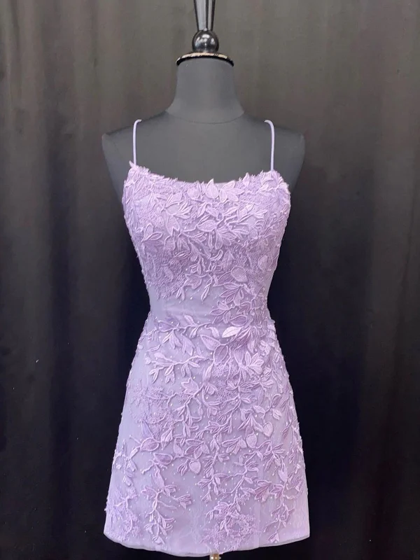 Lavender Lace Short Corset Homecoming Dresses,Backless Hoco Dress outfits