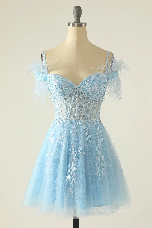 Princess Lavender Lace Short A-line Homecoming Dress