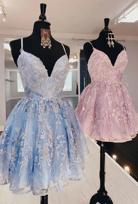 princess pink short Corset Homecoming dresses, light sky blue Corset Formal Corset Homecoming dresses, lace hoco dresses for teens Gowns