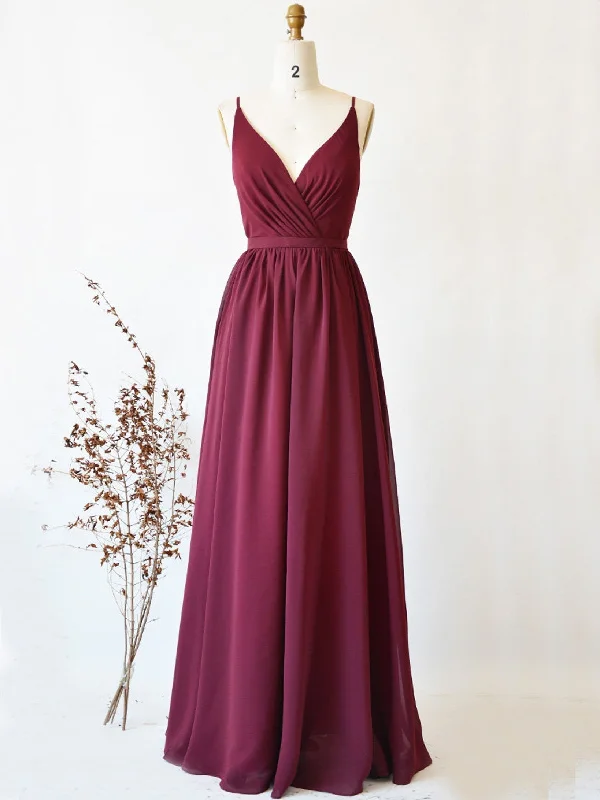 Simple burgundy chiffon lace long Corset Prom dresses, cheap women Corset Formal evening dress outfit