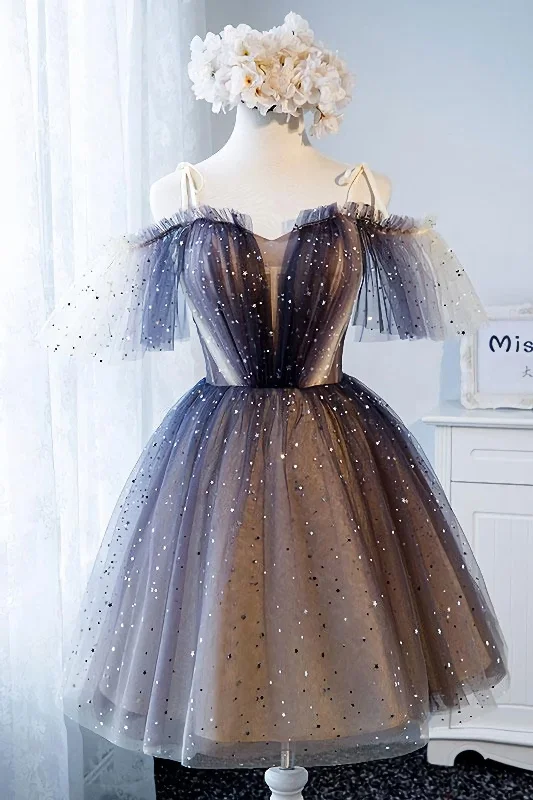 Unique Tulle Off The Shoulder Short Corset Prom Dresses, Lace Up Corset Homecoming Dresses outfit