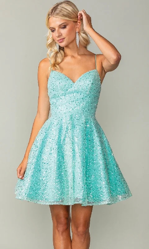 Short A-Line Sequin Homecoming Dress 3359