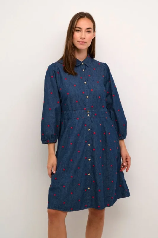 Culture Denim Shirt Dress Red