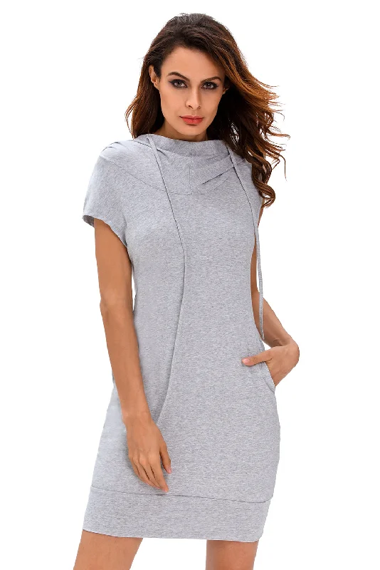 Heather Grey Hooded Sweatshirt Dress