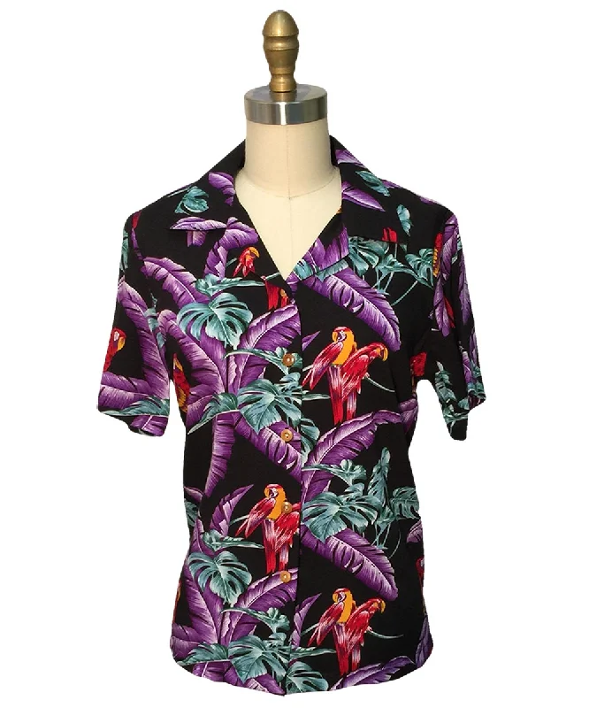 Women's Jungle Bird Black Camp Shirt