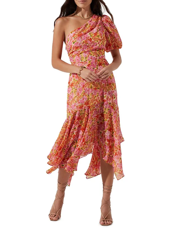 Santorini Womens Floral Knee Midi Dress